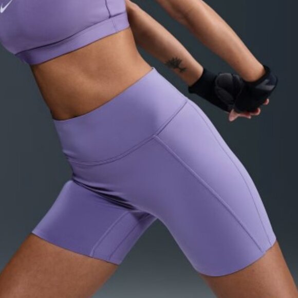 Nike Universa High-Waisted 5" Biker Shorts Dusty Amethyst Purple Women’s Small - Picture 1 of 13